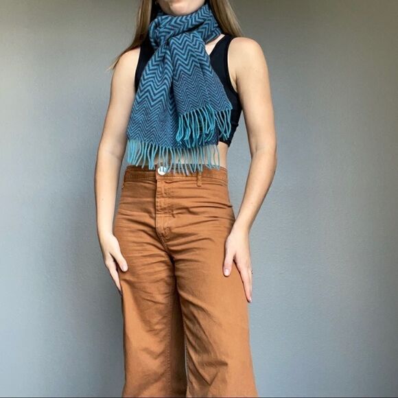 Blarney Woolen Mills Blue Purple Wool Fringe Warm Cozy Scarf - Picture 2 of 7